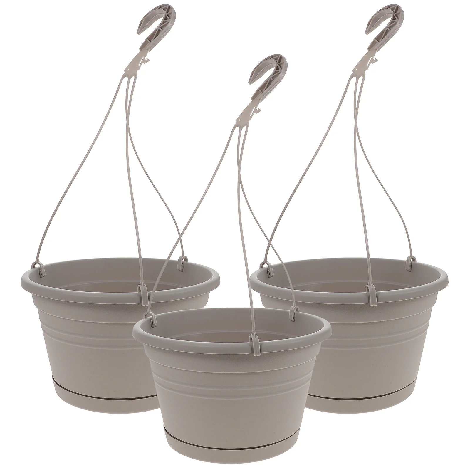 3 Pcs Flower Pots Flowerpot Hanging Baskets for Plants Indoor Plastic Vase 25x25cm Balcony Planter White Garden Supplies