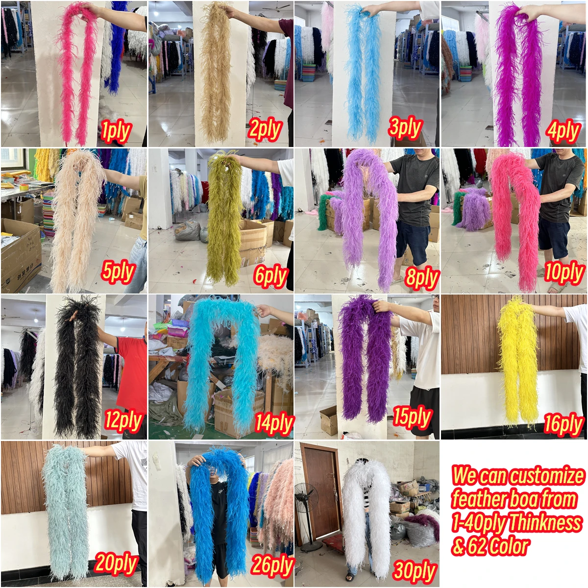 2Meter Yellow Natural Ostrich Feather Boa 2-20PLY Thick Colored Plumes Shawl Feather Trims DIY Party Clothing Skirt Costume