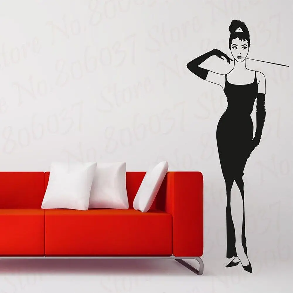 Audrey Hepburn Breakfast Celebrity Wall Art, Actress, Famous Portrait, Cinema Wall Sticker WL2218