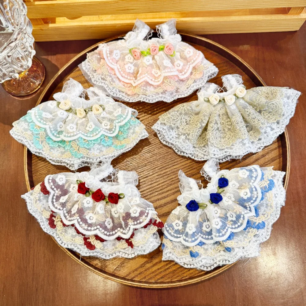 

Очаровательное кружевное платье с розами для куклы, 15-23 см, из хлопка, изысканные аксессуары для кукол, платье принцессы