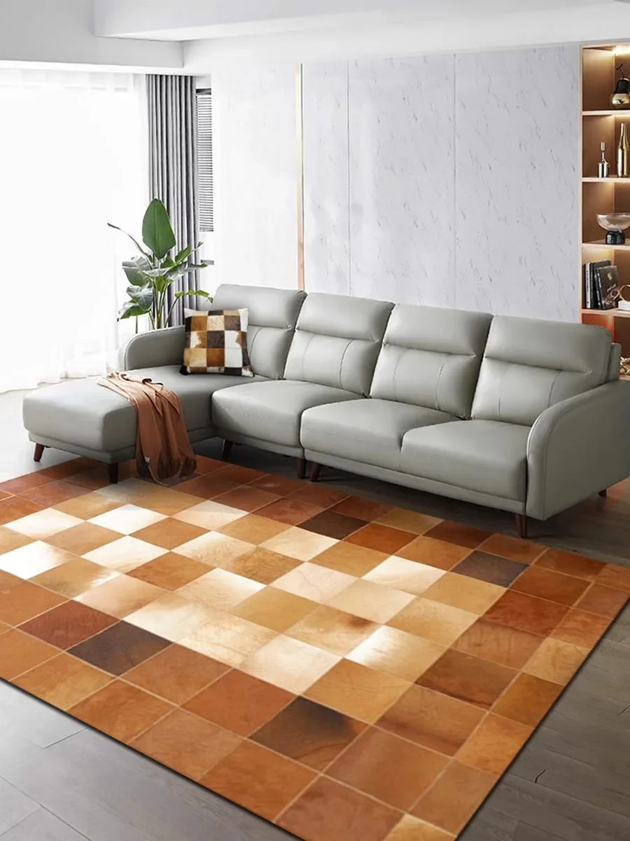 

Современный большой ковер для гостиной, украшение из натуральной воловьей кожи, ковер для спальни, лоскутный ручной работы из коровьей кожи, нескользящий коврик для учебы