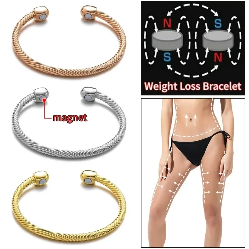 Lymph Drainage Magnetic Bracelets for Women Weight Loss Wristbands Magnetic Slimming Open Bracelet Lymphunclog Energy Jewelry