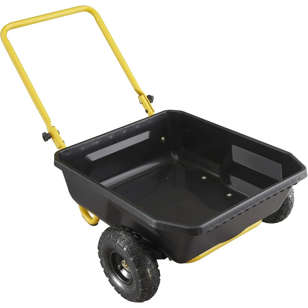 

Dump Cart, 2-Wheel Garden Wagon with Foldable Handle, 4 cu ft, 300 lb. Capacity, Black/Yellow