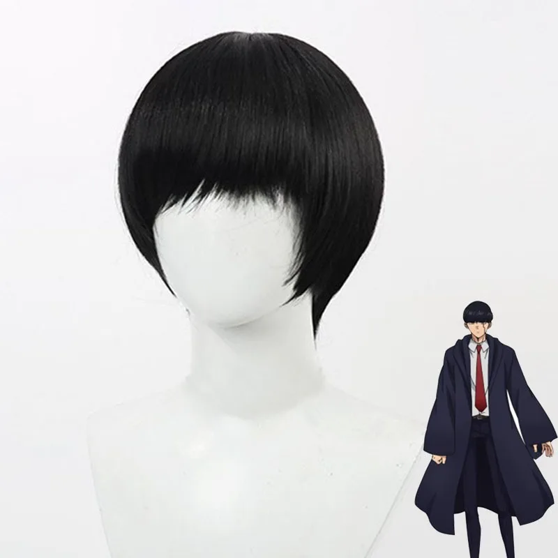Homem preto cabelo curto mattou cosplay peruca simulado couro cabeludo de alta temperatura seda uso diário festival festa bola perucas completas