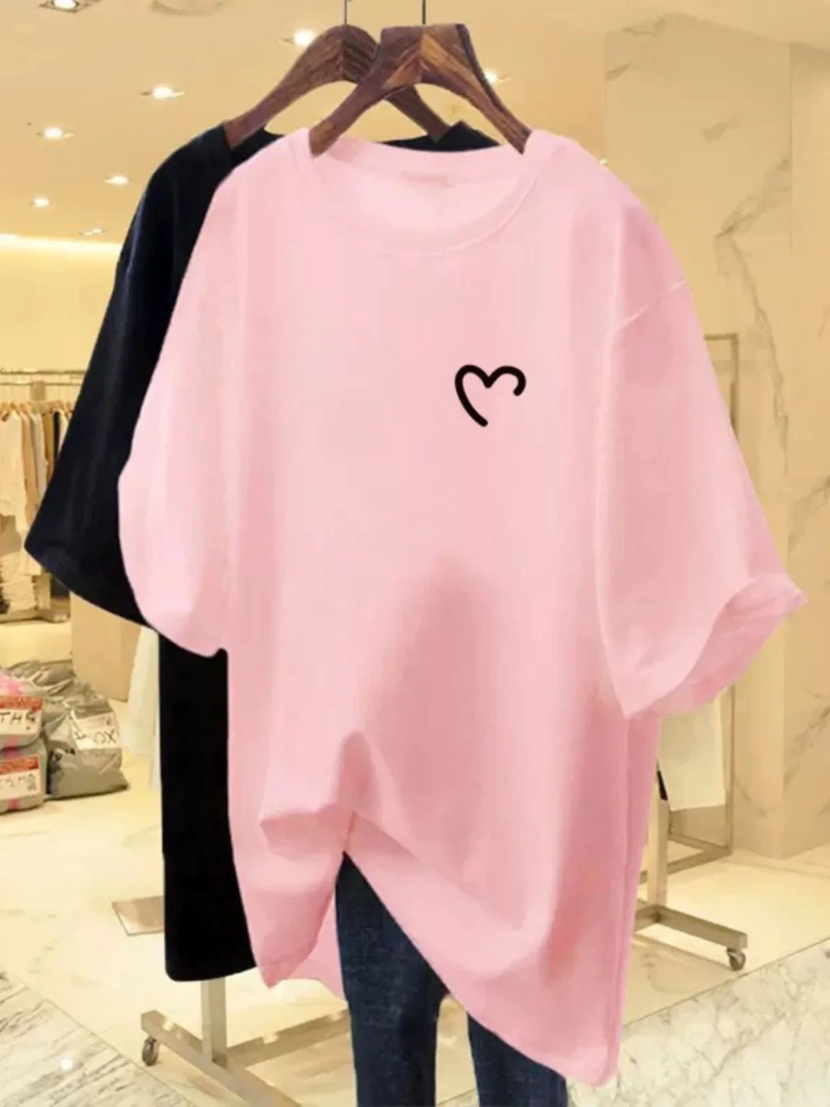 Oversize Pure Cotton Short Sleeve T-Shirt Women's Trendy Brand Butt Cover Loose Half Sleeve Bottom Missing Mid-Length Top Summer