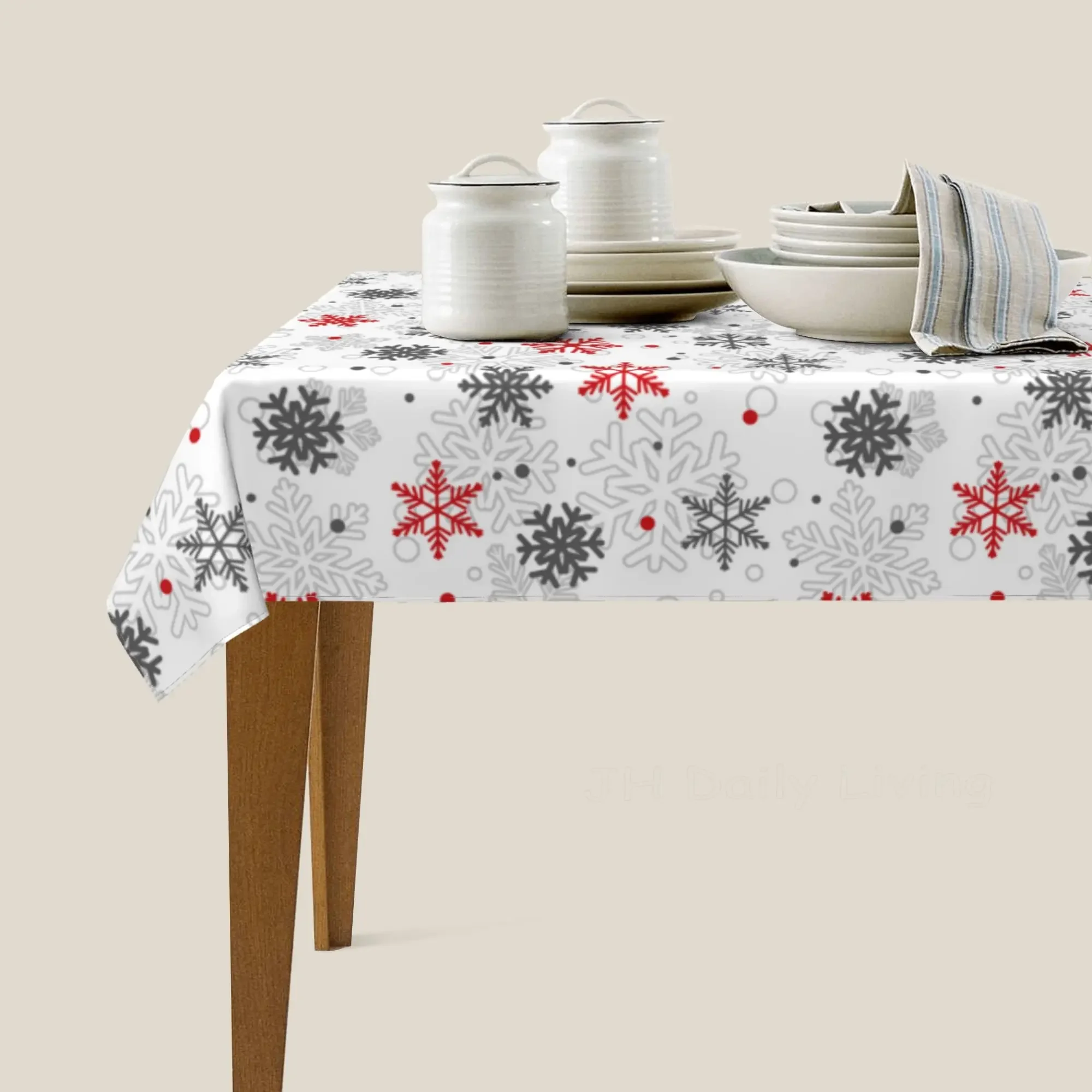 Christmas Snowflakes Rectangle Tablecloth 60x90 Inch Polyester Table Cloth Decor Table Cover for Christmas Wedding Party Banquet