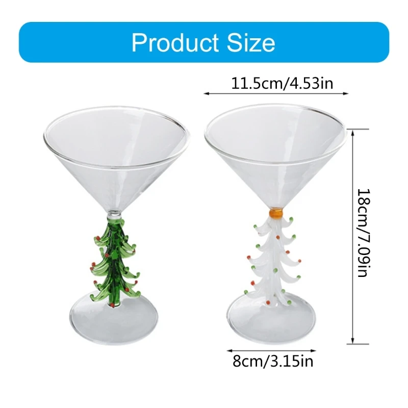 2025 Nuevo y elegante vaso vino con temática navideña con forma árbol Navidad para bebidas