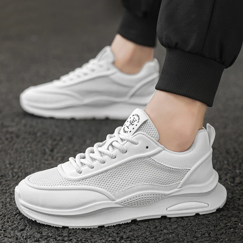 

Summer Mesh Sneakers For Men Breathable Sports Casual White Comfortable Increased Height Versatile Lightweight zapatillas hombre