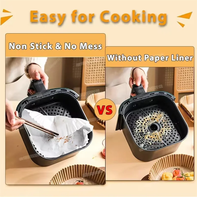 100/300Pcs Air Fryer Disposable Paper Non-Stick Airfryer Baking Papers Round Air-Fryer Paper Liners Paper Kitchen Accessories