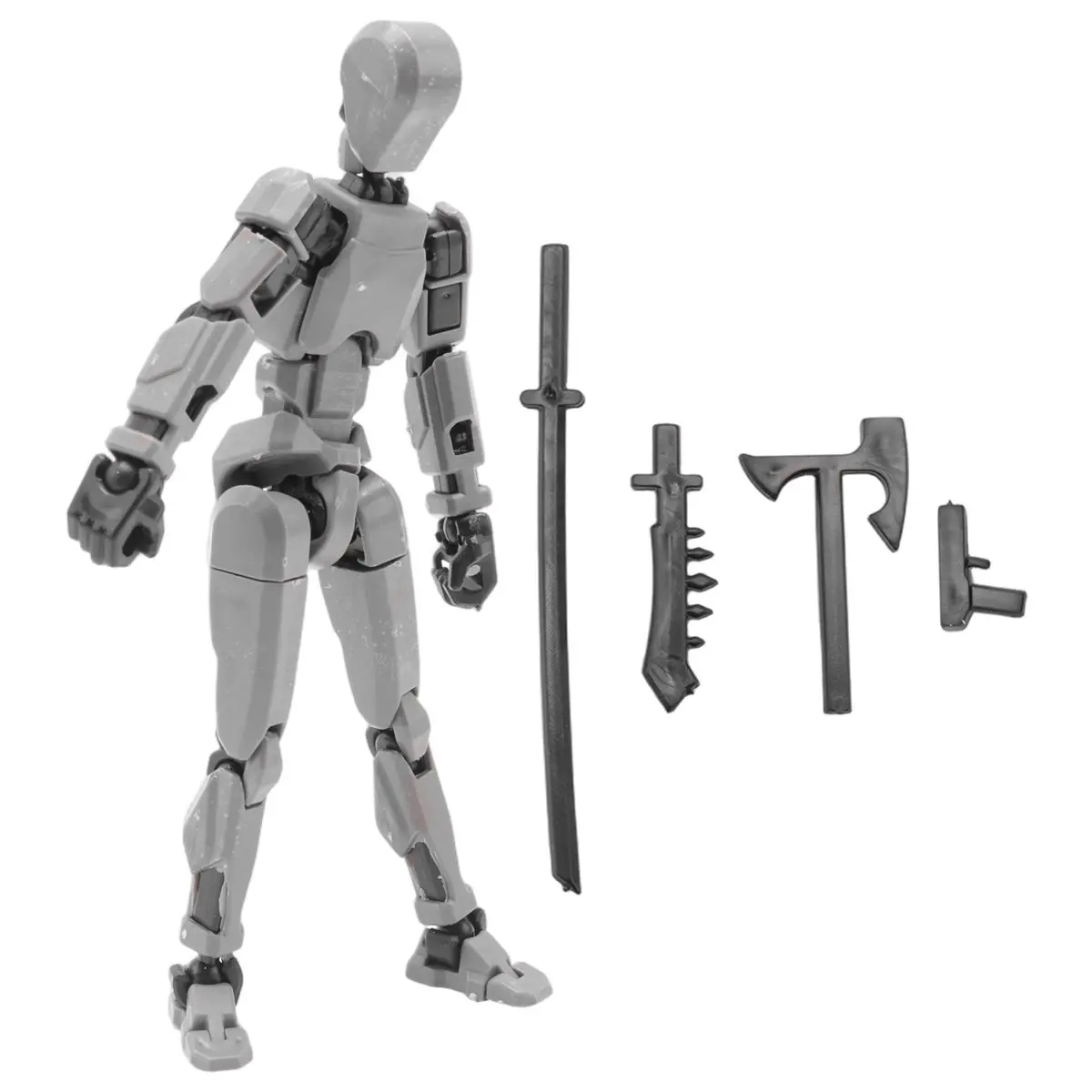 Compatible Robot Action Figure, 3D Printed with Full Articulation for Stop Motion Animation Gray