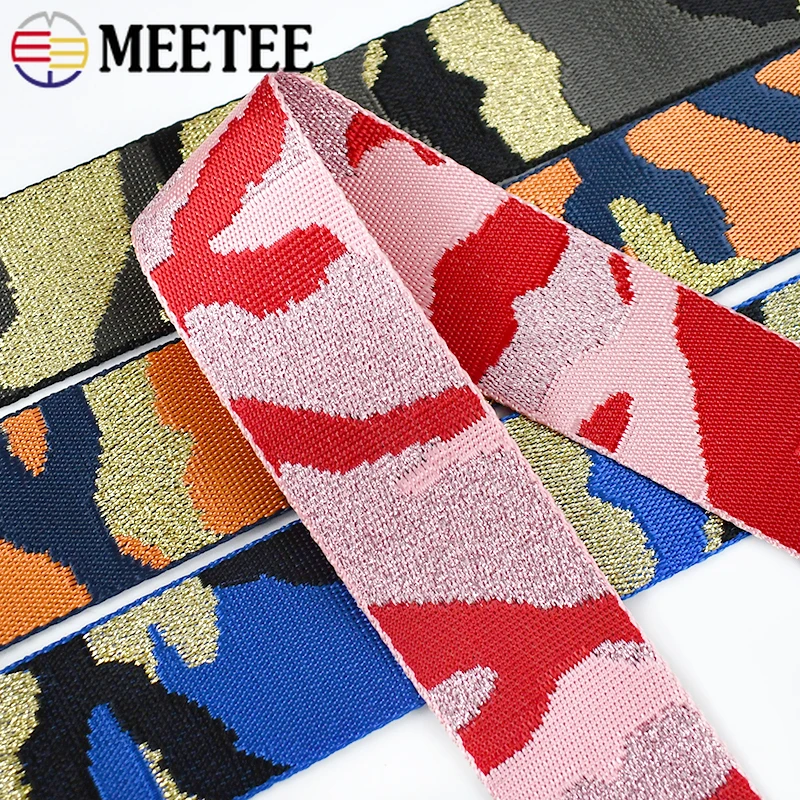 2/5/10M Meetee 50mm Leopard Jacquard Webbing Nylon Ribbon Tape Bags Strap Garment Belt Luggage Tapes DIY Sewing Accessories