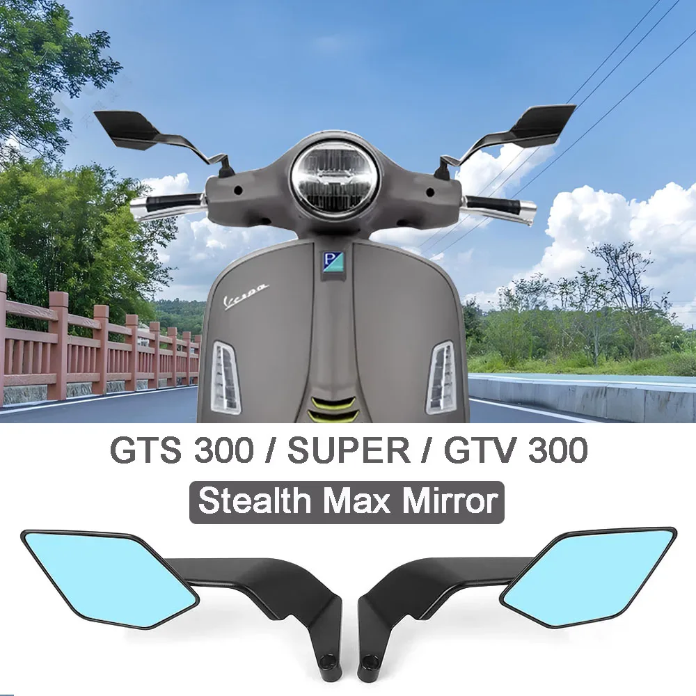 

Motorcycle For Vespa GTS 300 Super 2015-2025 GTV300 2023-2025 Side View Mirror Adjustable Wind Wing Stealth Max Rearview Mirrors