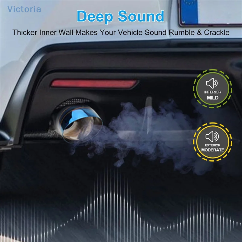 كاتم صوت عادم السيارة العالمي عالي الأداء من الفولاذ المقاوم للصدأ مباشرة من خلال كاتم صوت العادم يعزز الصوت والأناقة #6