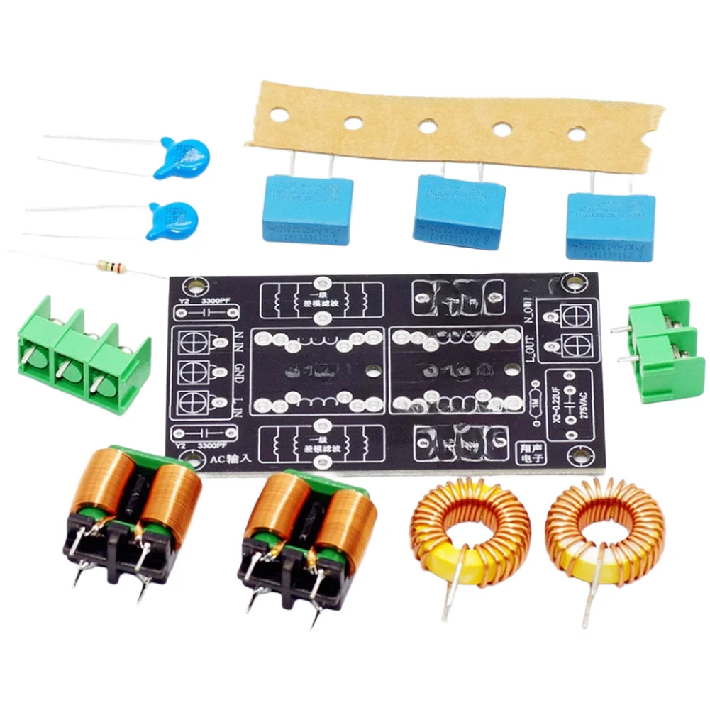 AC Power Filter 3 Stage EMC For EMI Suppression For Audio System High Current Noise Reduction Clean Power Supply PCB Blue