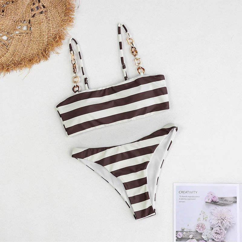 

Сексуальный полосатый комплект бикини с эффектом пуш-ап, купальник - пляжные женские купальные костюмы, женский купальный костюм для бассейна, 2025 г.
