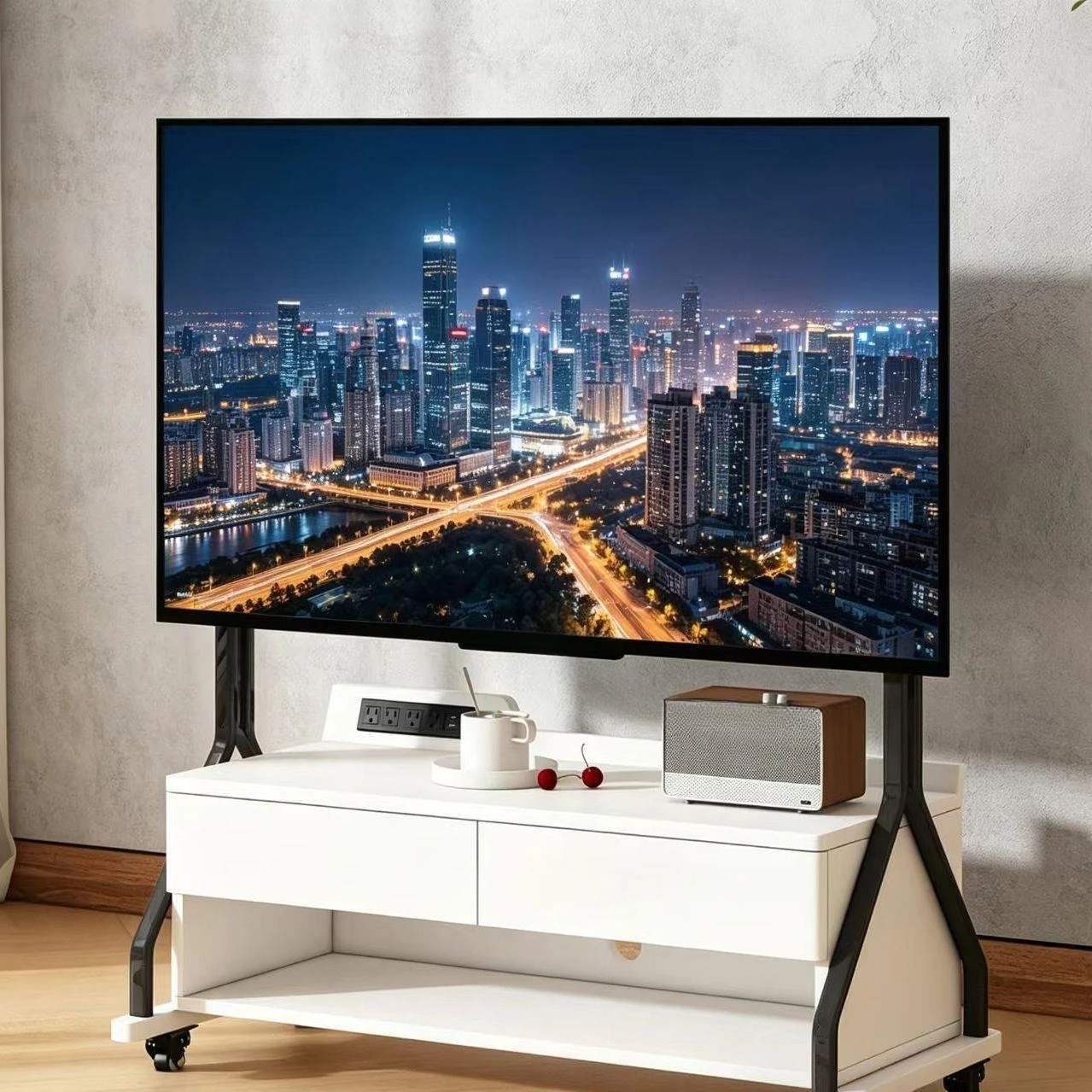 High-value multi-function TV cabinet enhances home style and versatile mobile TV bracket