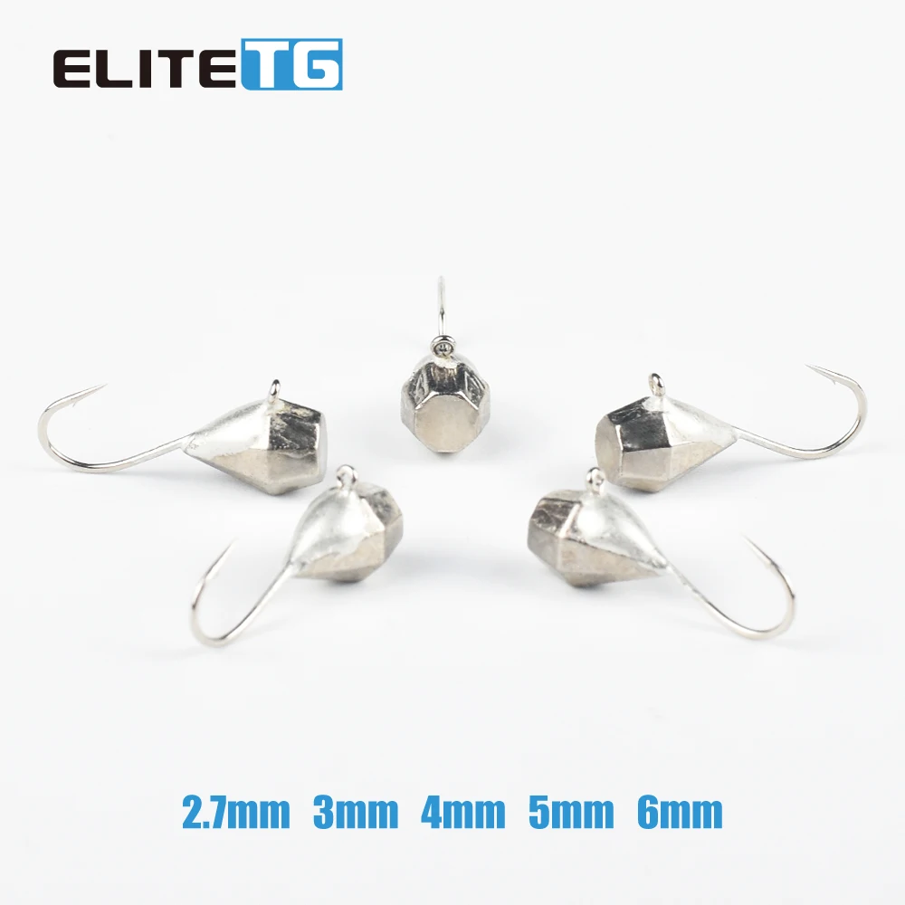 Elite TG 5PCS Faceted Ice Jig Hayabusa Hook,Diamond Tungsten Fishing Hook 2.7mm/3mm/4mm/5mm/5.5mm/6mm Pike Bass Lures