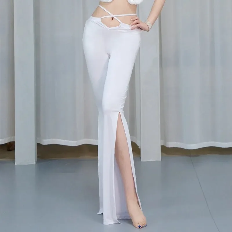 

Женские расклешенные брюки-клеш для танца живота с высокой талией и разрезами на штанинах, для тренировок, комфортные, для начинающих, для выступлений на сцене