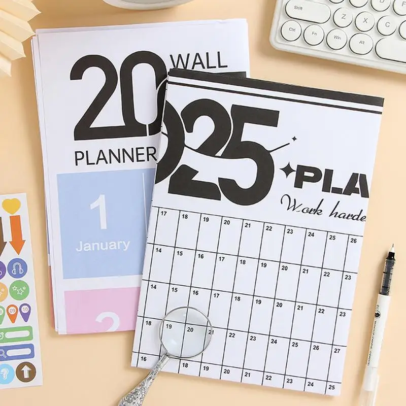 Calendario de pared anual de 2025 Planificador escolar anual Decoración del hogar Accesorios de escritorio Planificador de horario para el hogar de enero de 2025 a diciembre