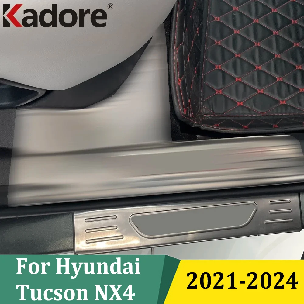 

Наружные накладки на пороги из нержавеющей стали для Hyundai Tucson NX4 2021-2023 2024, защитные пороги для дверей, наклейка на пороги автомобиля