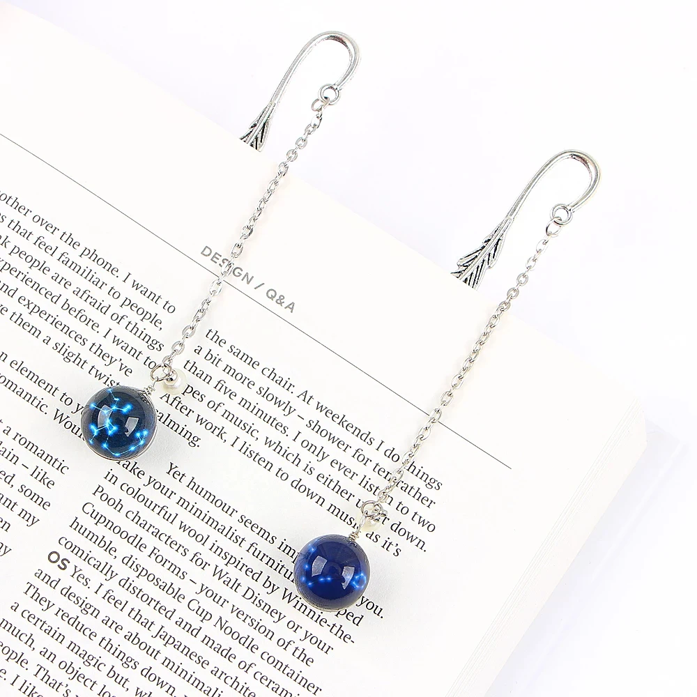 学生文具羽しおり読書発光クリエイティブしおり夜光しおりしおりペンダント 12 星座