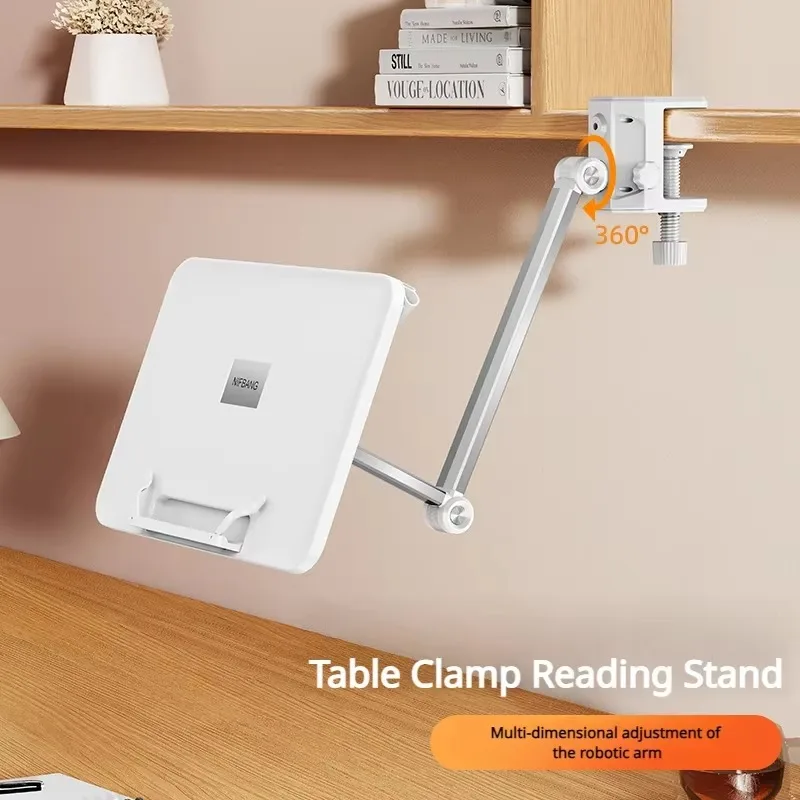 Eary Book Stand for Reading Adjustable Book Holder with 360°Rotating Clamp Desktop Reading Holder for Tablet Laptop Textbook