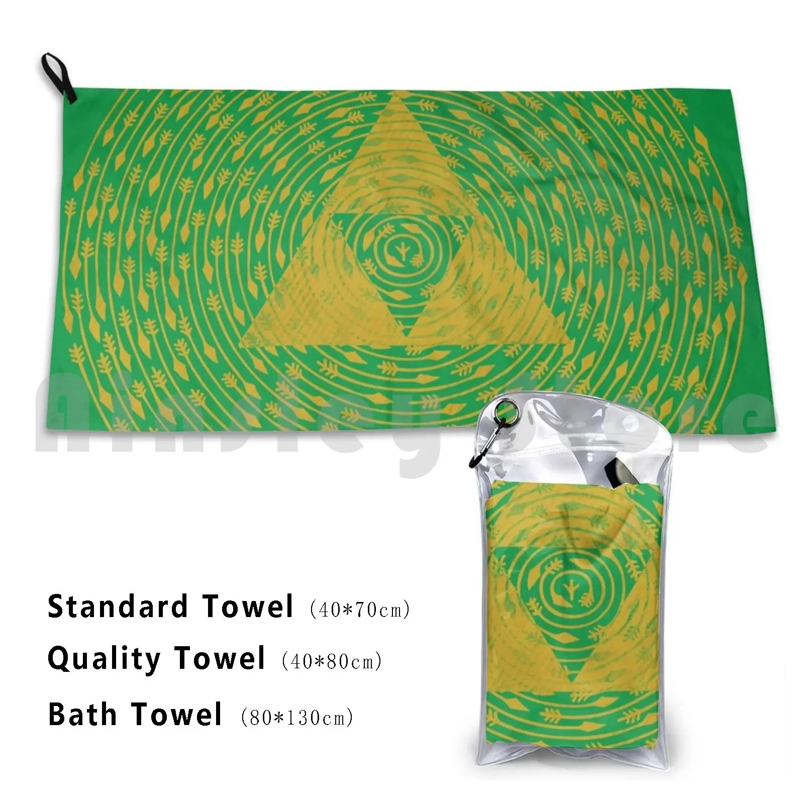 The Under Siege Bath Towel Beach Cushion Arrow Weapon Medieval Circle Geometric Concentric Death Rune Triforce