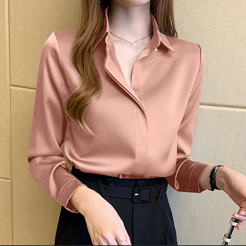 Women Shirts and Blouses Satin Fashion Woman Blouse 2023 Women\'s Autumn Clothing Elegant and Youth Woman Blouses OL Ladies Tops