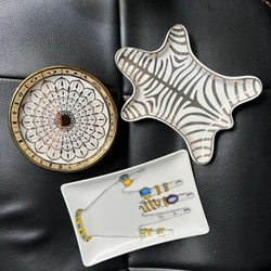 Milan Ceramic Storage Tray Jewelry Display Plate  Hand Owl Red Lip Fashion Dessert Fruit Cake Tray Home Decoration Organizer