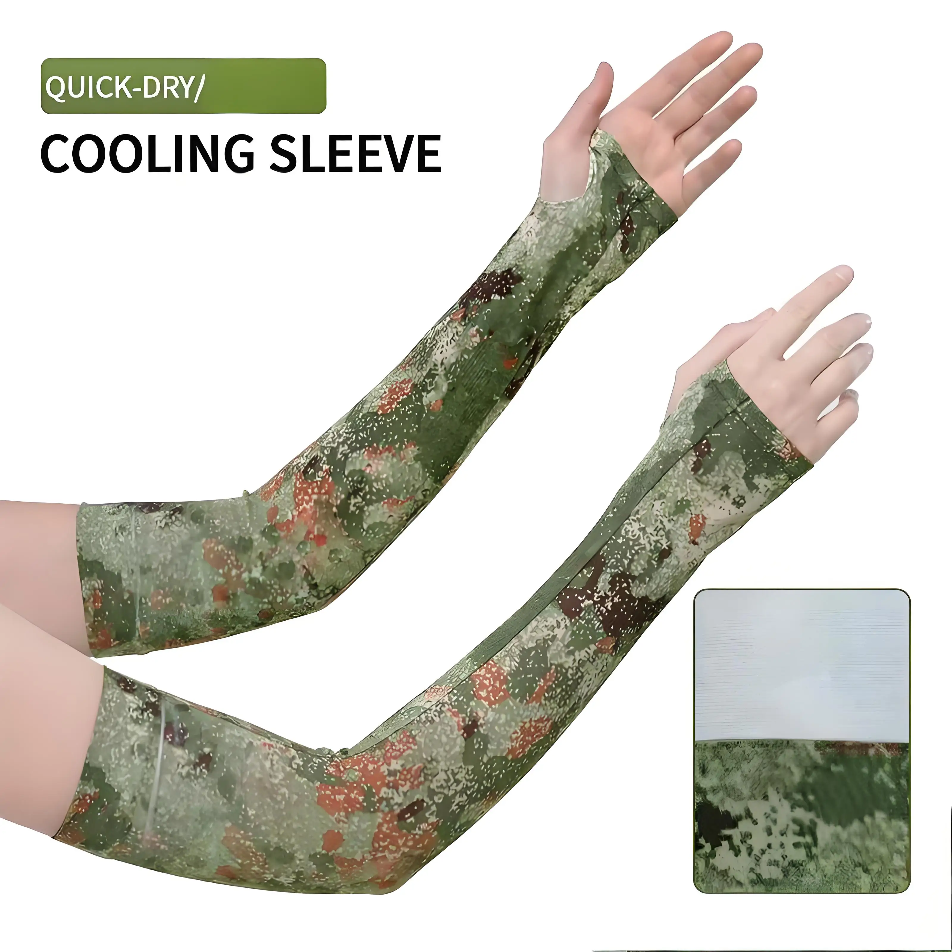 UPF50+ Cooling Camouflage Arm Sleeves - Sun Protection for Cycling Hiking Running Fishing Breathable Tattoo Cover Up Sleeves