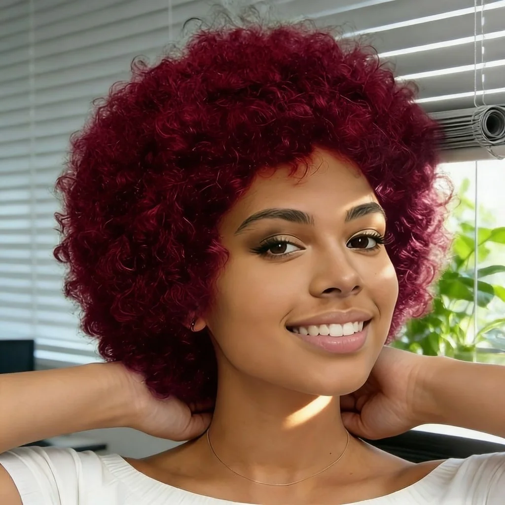 

Afro Kinky Curly Human Hair Wig for Women Remy Human Hair Tight Kinky Curly Texture Full Machine Made Durable with Baby Hairs