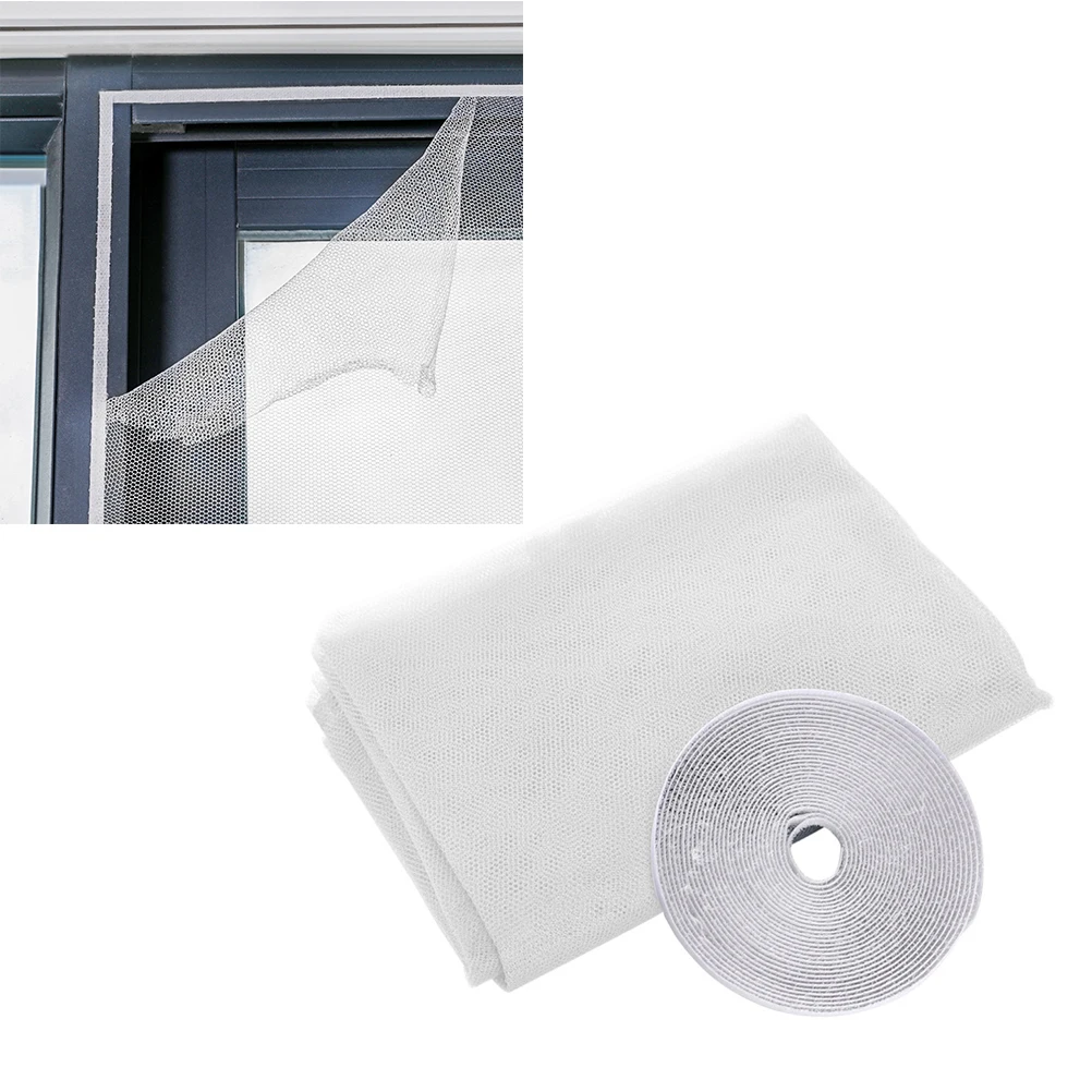 

Self-adhesive DIY Window Screen Netting Mesh Curtain for Bugs Fly Grill Screen Cover with Sticky Tape 130x150cm (White)