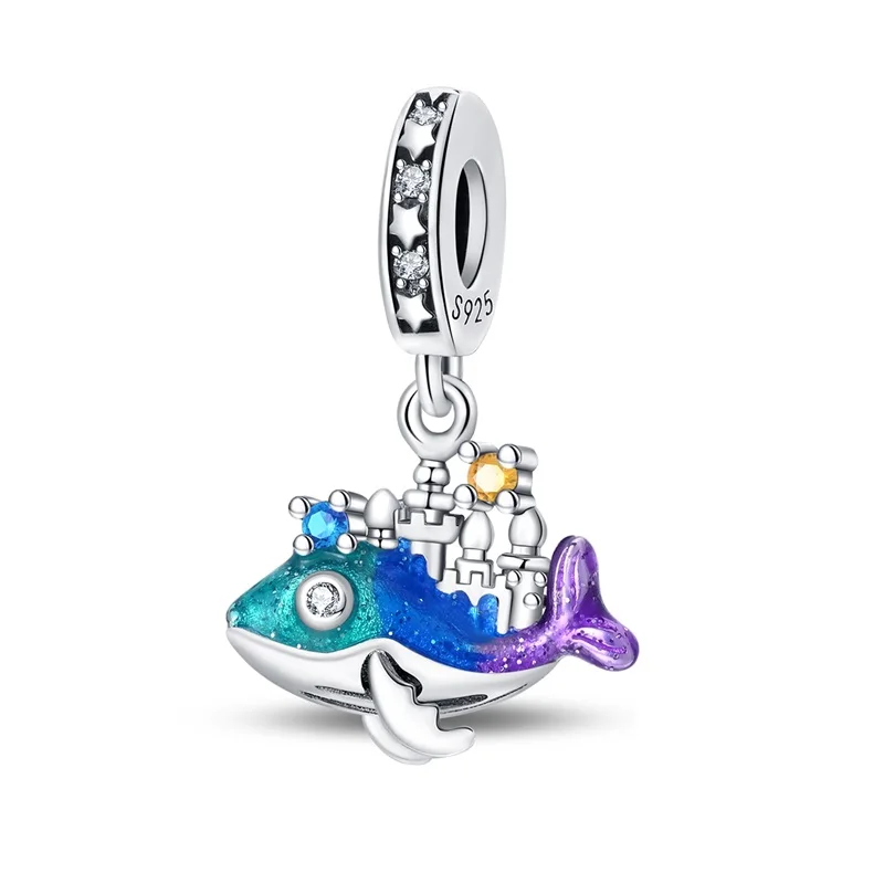 Luxury 925 Sterling Silver Ocean Dream Castle Charms Pendant Fit Original Bracelet DIY Women Engagement Jewelry Gift