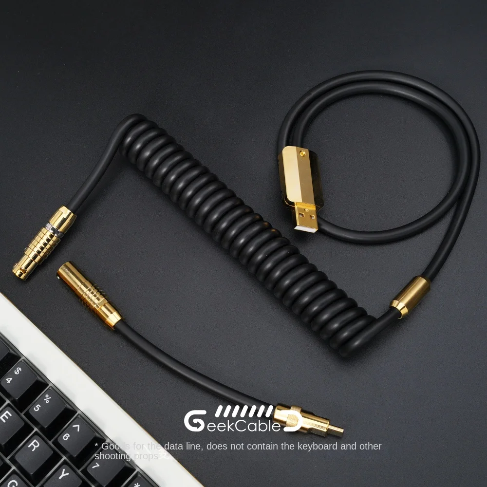 GeekBable handmade DIY customized computer mechanical keyboard data cable super elastic series gold hardware matte black