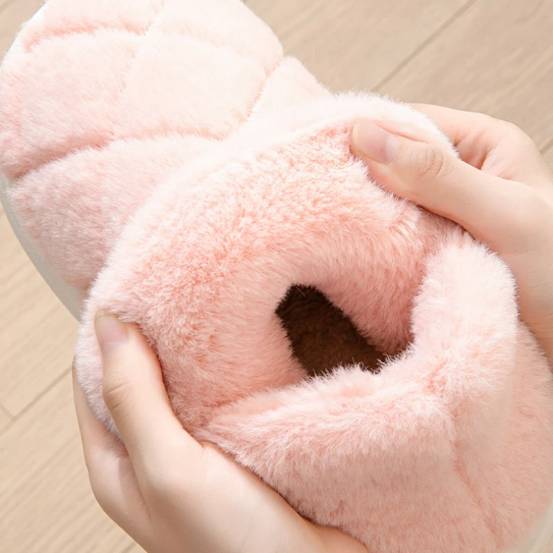Winter Warm Women's Cotton Slippers Thick Bottom Outside Wear Non-slip Warm Shoes Cute Home Plush Package Root Cotton Slippers