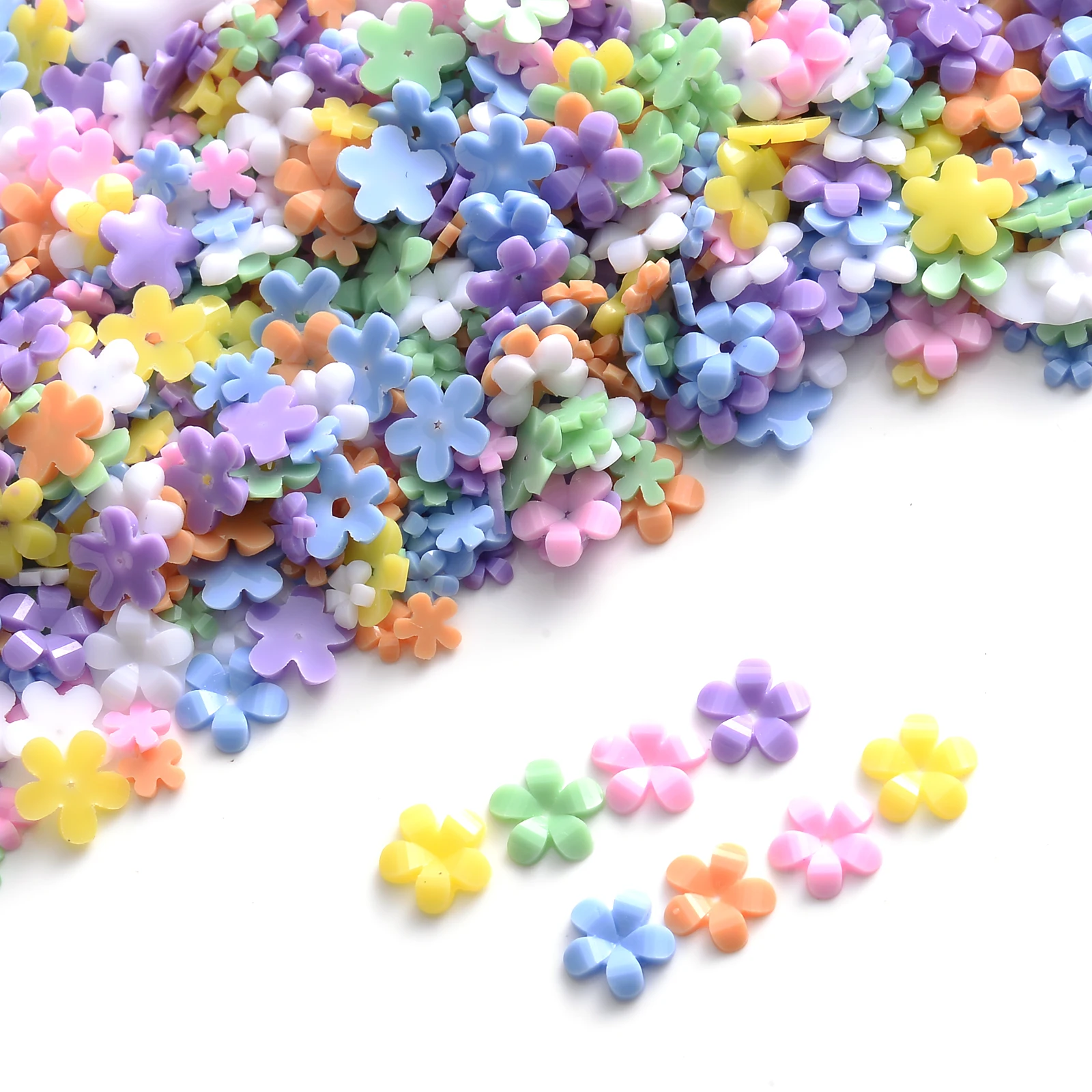 300-500 sztuk 3/6mm Tiny Mix kwiat płaski tył koraliki akrylowe do artystycznej dekoracji paznokci album do scrapbookingu DIY ozdoby