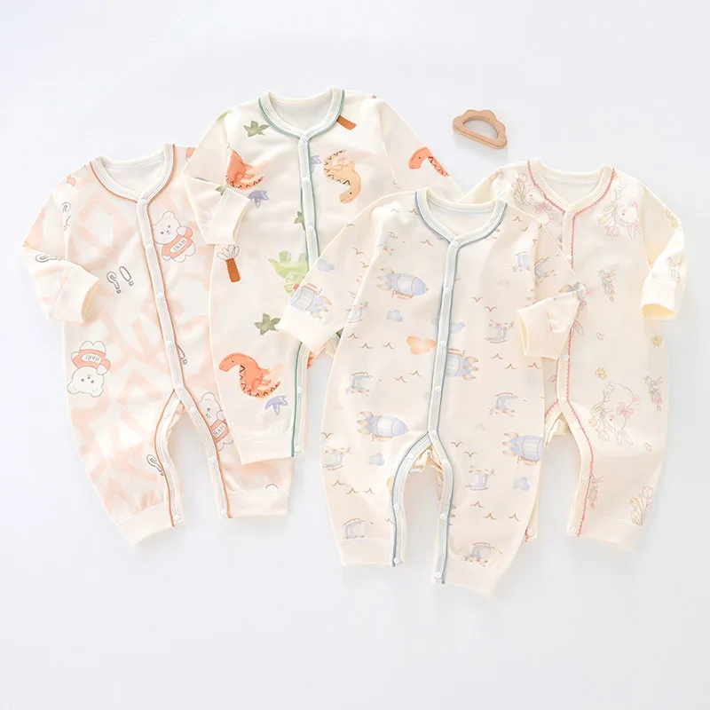 MILANCEL New Autumn Neonate Rompers Newborn Baby Cute Cartoon Bear Jumpsuit Infant Home Wear