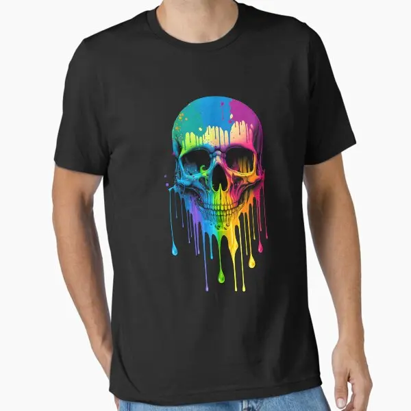 

Mens Fashionable Skull Graphic T-Shirt - 3D Digital Print Breathable & Flexr Outdoor Tee with Vivid Art and Classic Crew Neck