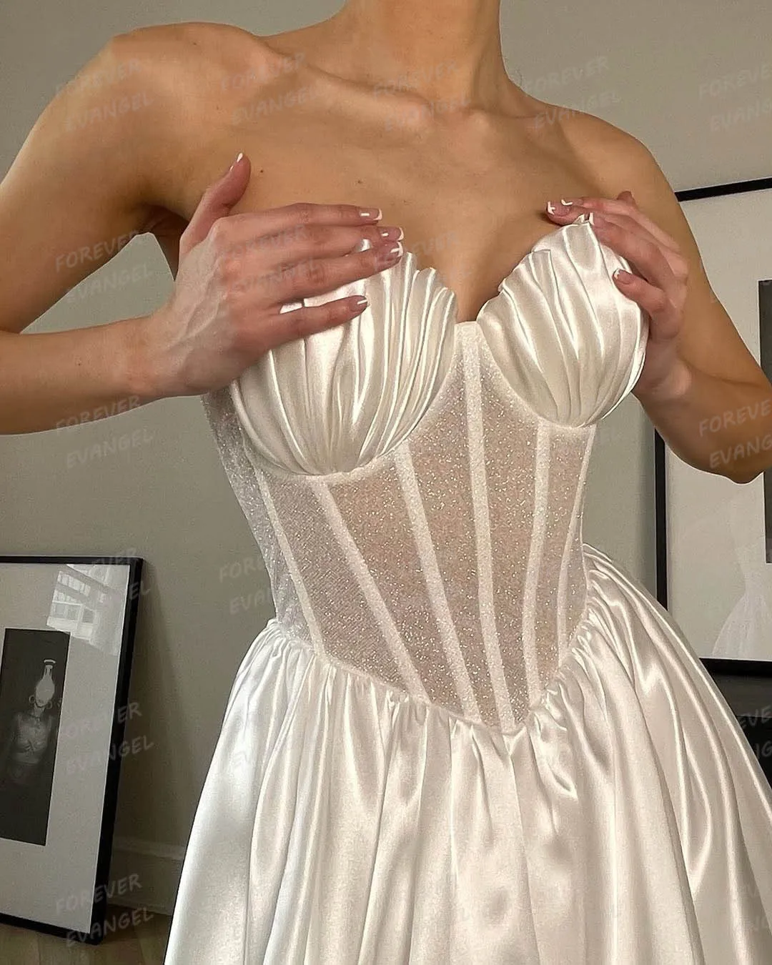 فساتين زفاف بسيطة على شكل حرف A للنساء على شكل قلب مثير مطوي من الساتان فساتين العروس بدون أكمام من الساتان 2025 فيستدوس دي نوفيا مخصصة