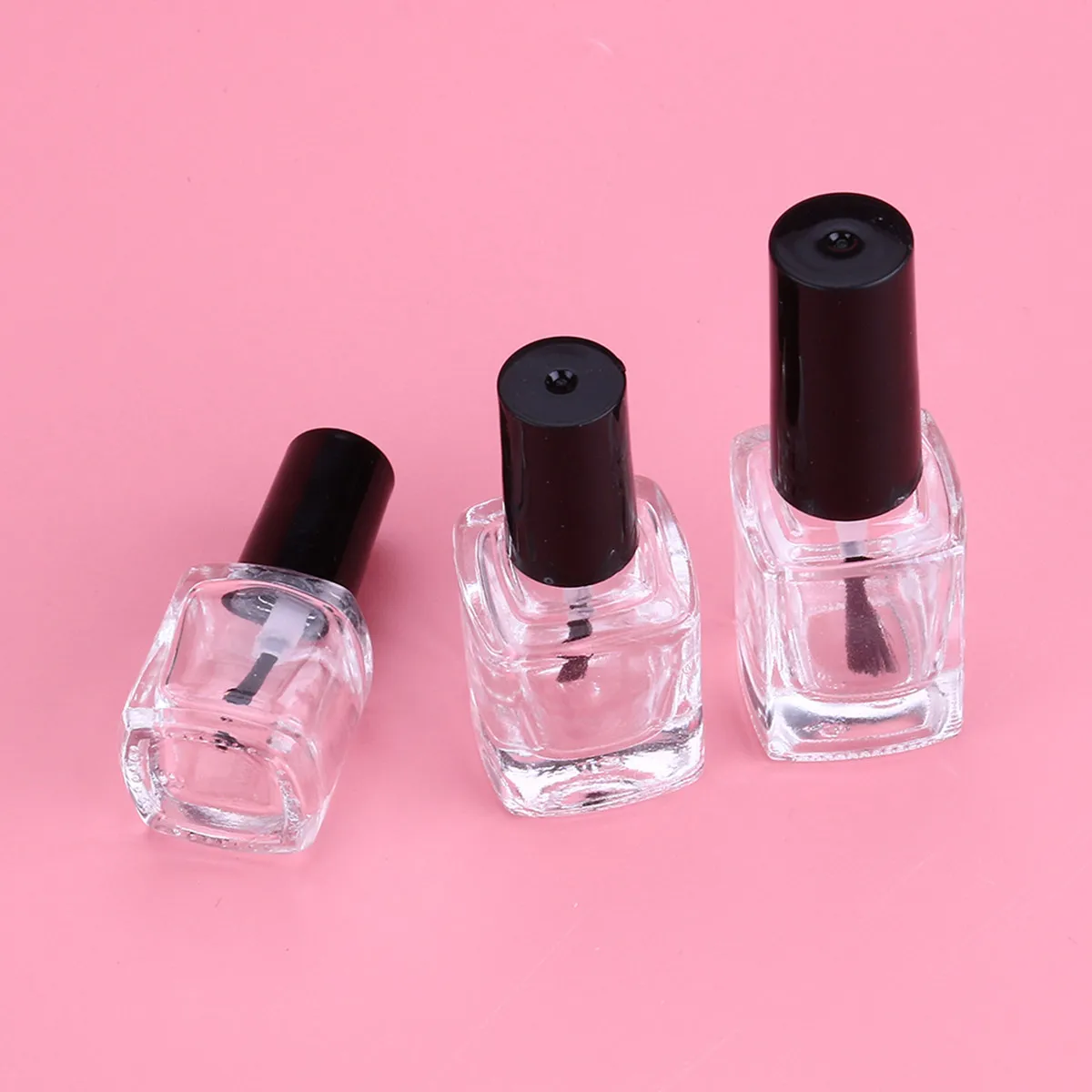 6Pcs Empty Nail Polish Bottles Set 3Ml 10Ml 15Ml Premium Brush Inside Clear Glass Nail Polish Bottle for Travel DIY Beauty