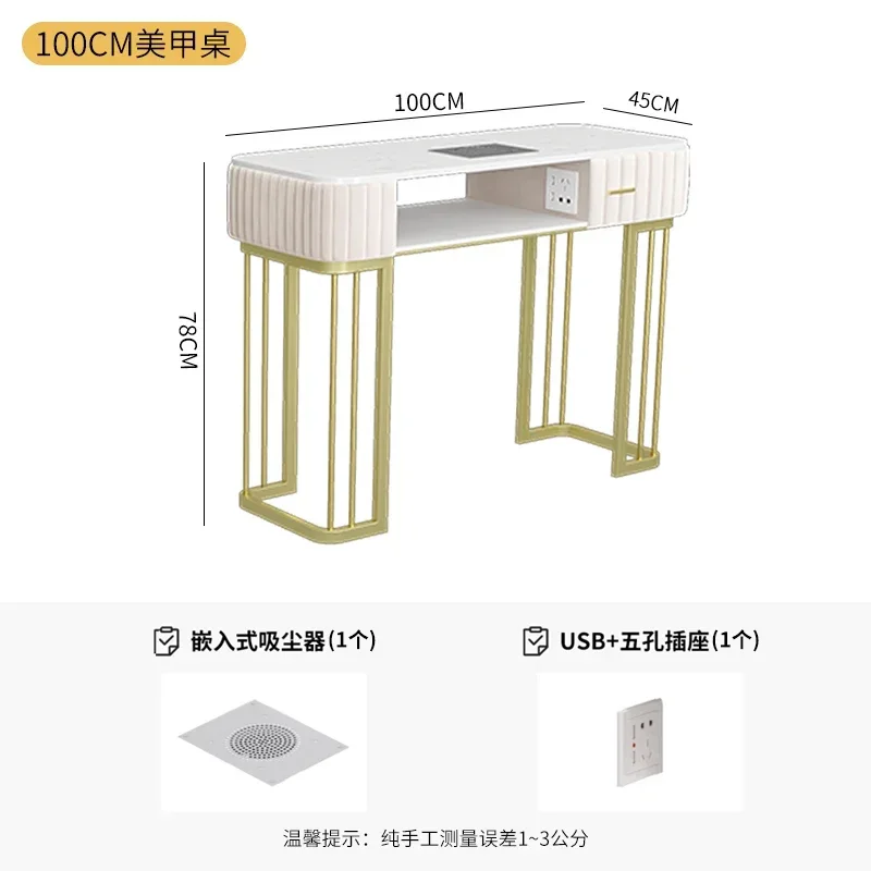 Pink Modern Nail Desk Speciality Golden Luxury Nordic Nails Table Design Metal Mesa Manicure Tisch Salon Furniture