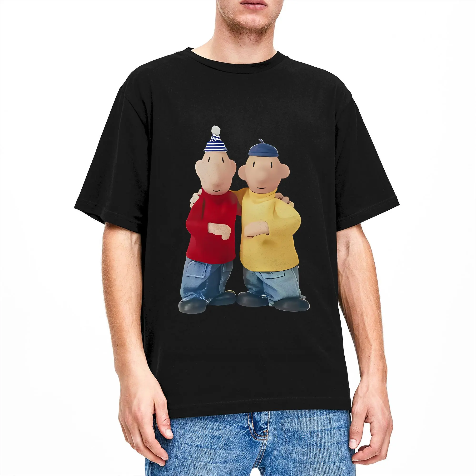 Men T-Shirt Cartoon Bluto and Olive Oyl Character Novelty Pure Cotton Tees Short Sleeve  T Shirts Round Collar Clothing Gift