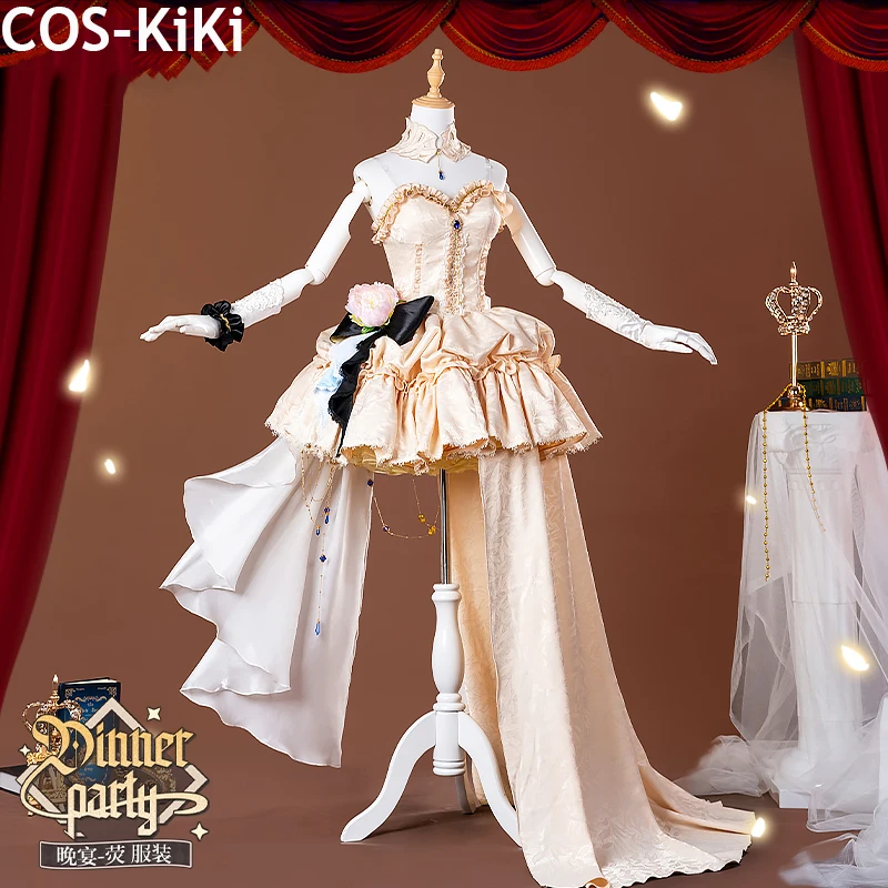 COS-KiKi Genshin Impact Lumine Dinner Party Eelgant Dress Game Suit Noble Courtly Cosplay Costume Halloween Role Play Outfit