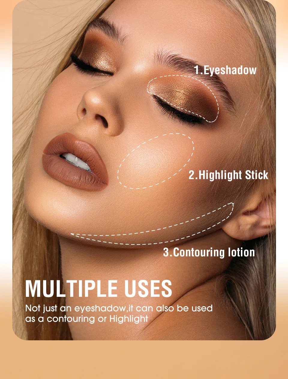 Perłowy cień do powiek w sztyfcie, pojedynczy, wodoodporny i odporny na pot, rozświetlacz do oczu