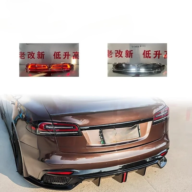 For  Model S Upgraded New Style 12V Red Lens LED Tail Lights with 6000 Lumens
