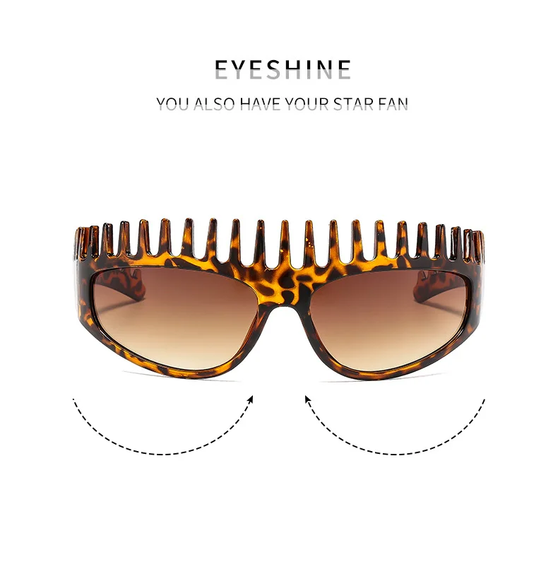 Persönlichkeits-Stirnband Schicke Y2K Sonnenbrillen für Frauen Neue Mode Kammförmige Katzenaugen-Sonnenbrillen Damen Hip-Hop-Brillen UV400-Schutz zum Autofahren – Detail 5