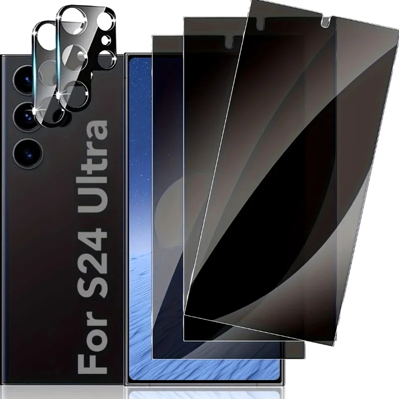 3er-Pack Sichtschutzfolie aus gehärtetem Glas und 2er-Pack Kameraobjektivschutz für Samsung S24 Edge S25 Ultra S23 S22 S21 S20-Serie