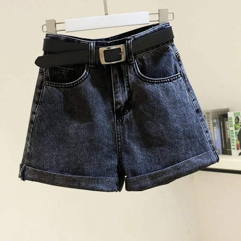 

Women's Denim Shorts in Summer New Fashion Joker Slim Korean Wide Leg Curling A Word Hot Pants Trend High Waist Denim Shorts