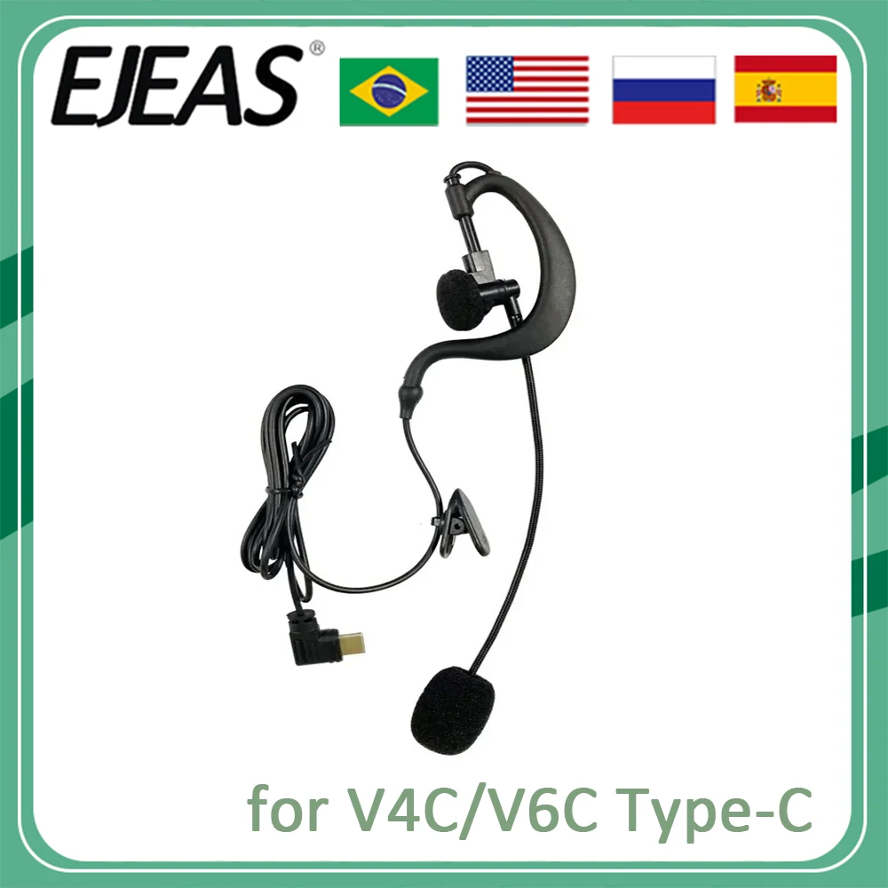 

EJEAS V6C V4C Referee Earhook Headphone Type-C Jack Intercom Headset Football Referee Accessory Microphone Earphone