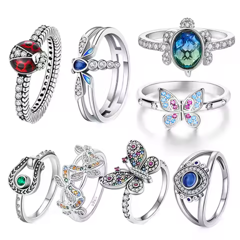 New 925 Silver Ring BettaTail Fishtail Cocktail For Women Friends Wife Daughter Gift Diy Fashion Fatima Hand Vintage Jewelry